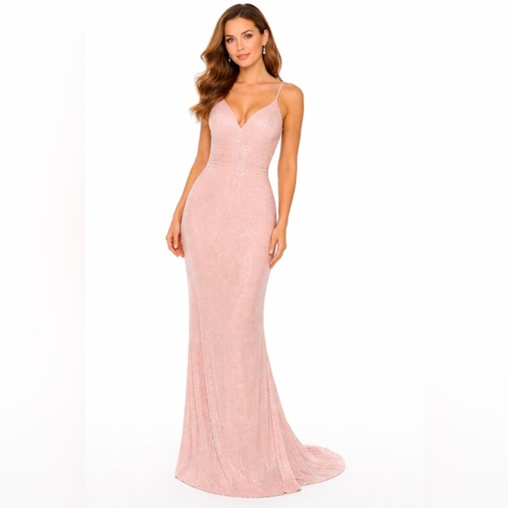 Morgan & Co. Pink Sequin Prom Gown